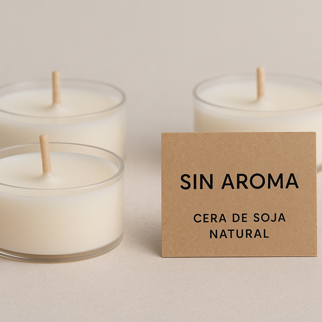 Velas de Té Sin Aroma - Cera de Soja Natural