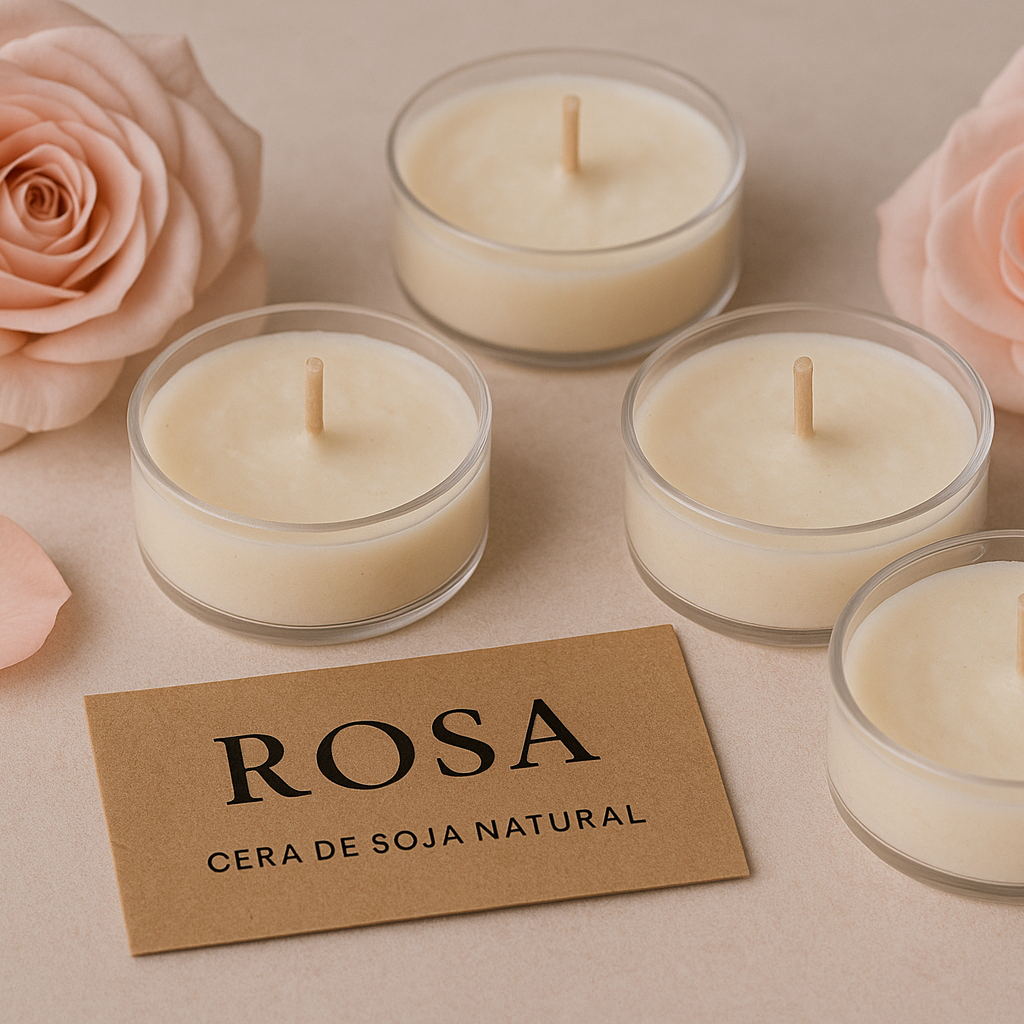 Velas de Té Rosa - Cera de Soja Natural