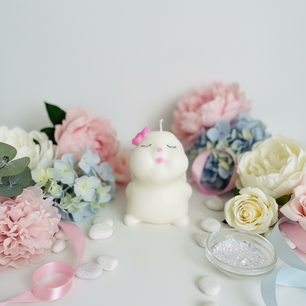 Detalle Bautizo, Comunión, Baby Shower - Vela Conejita