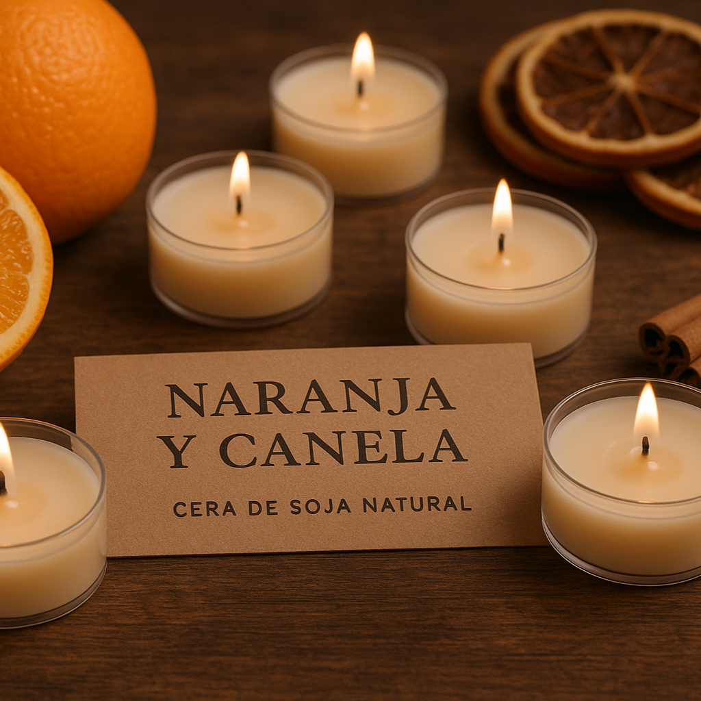 Velas de Té Naranja y Canela - Cera de Soja Natural