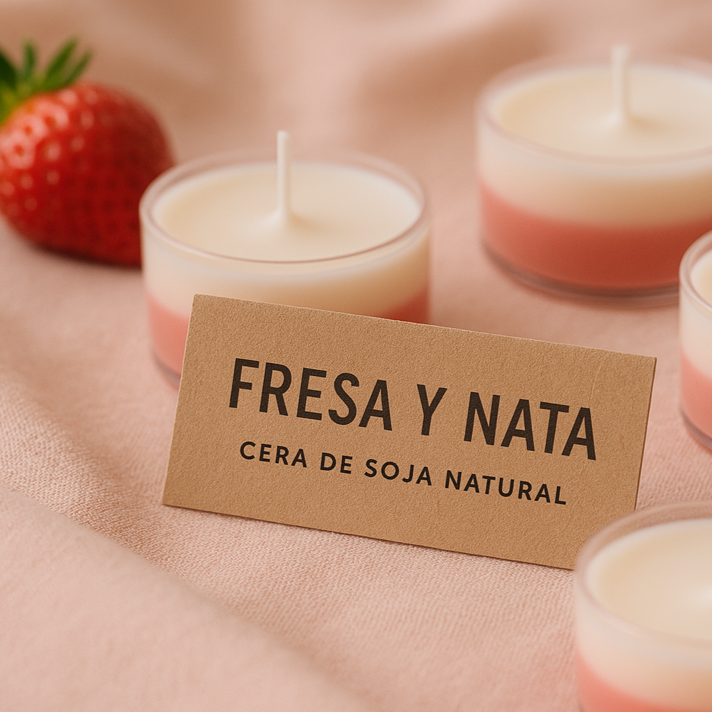 Velas de Té Fresa y Nata - Cera de Soja Natural