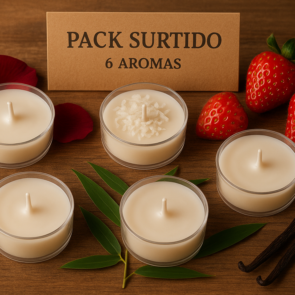 Pack Surtido Velas de Té - 6 Aromas Diferentes - Cera de Soja Natural