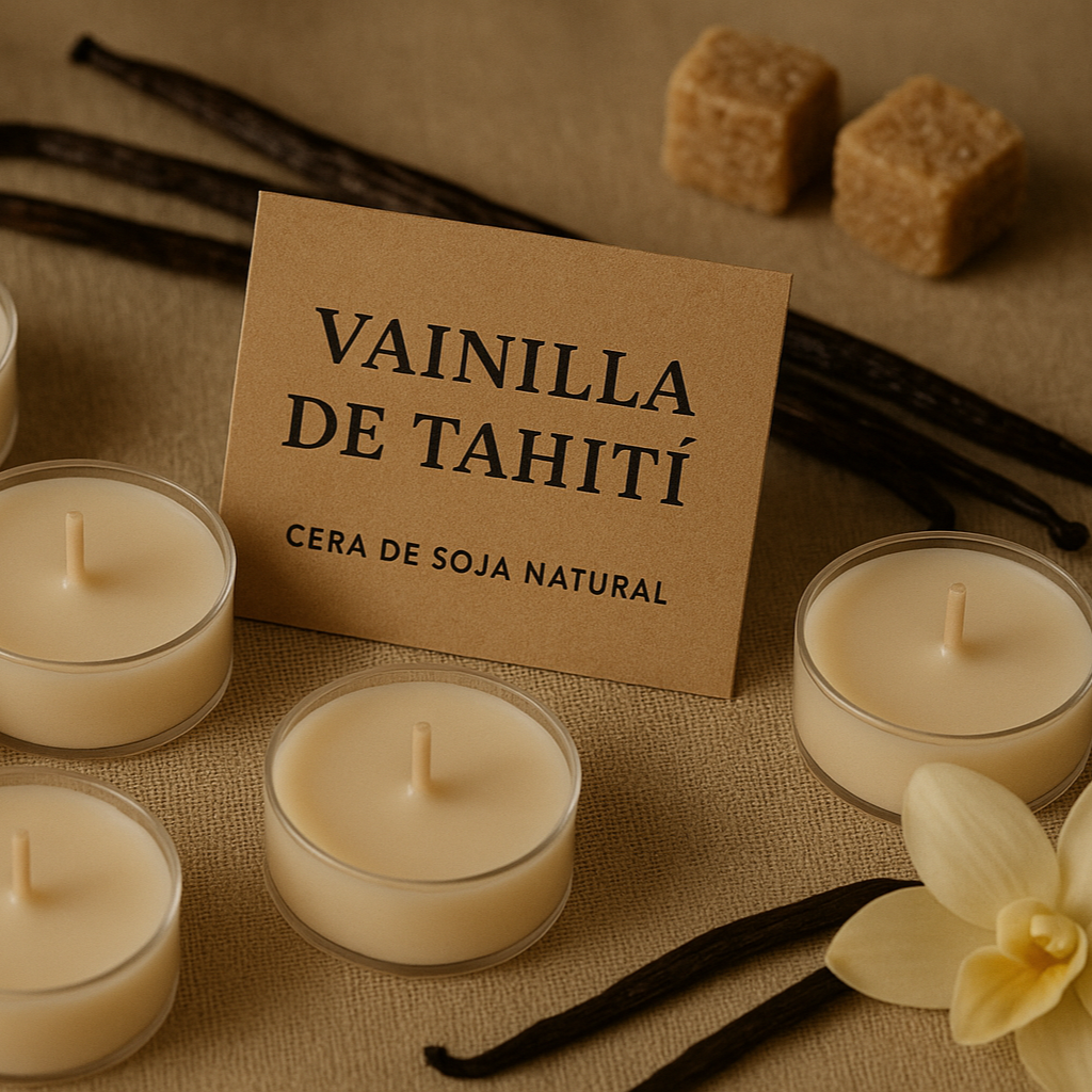 Velas de Té Vainilla de la Polinesia - Cera de Soja Natural