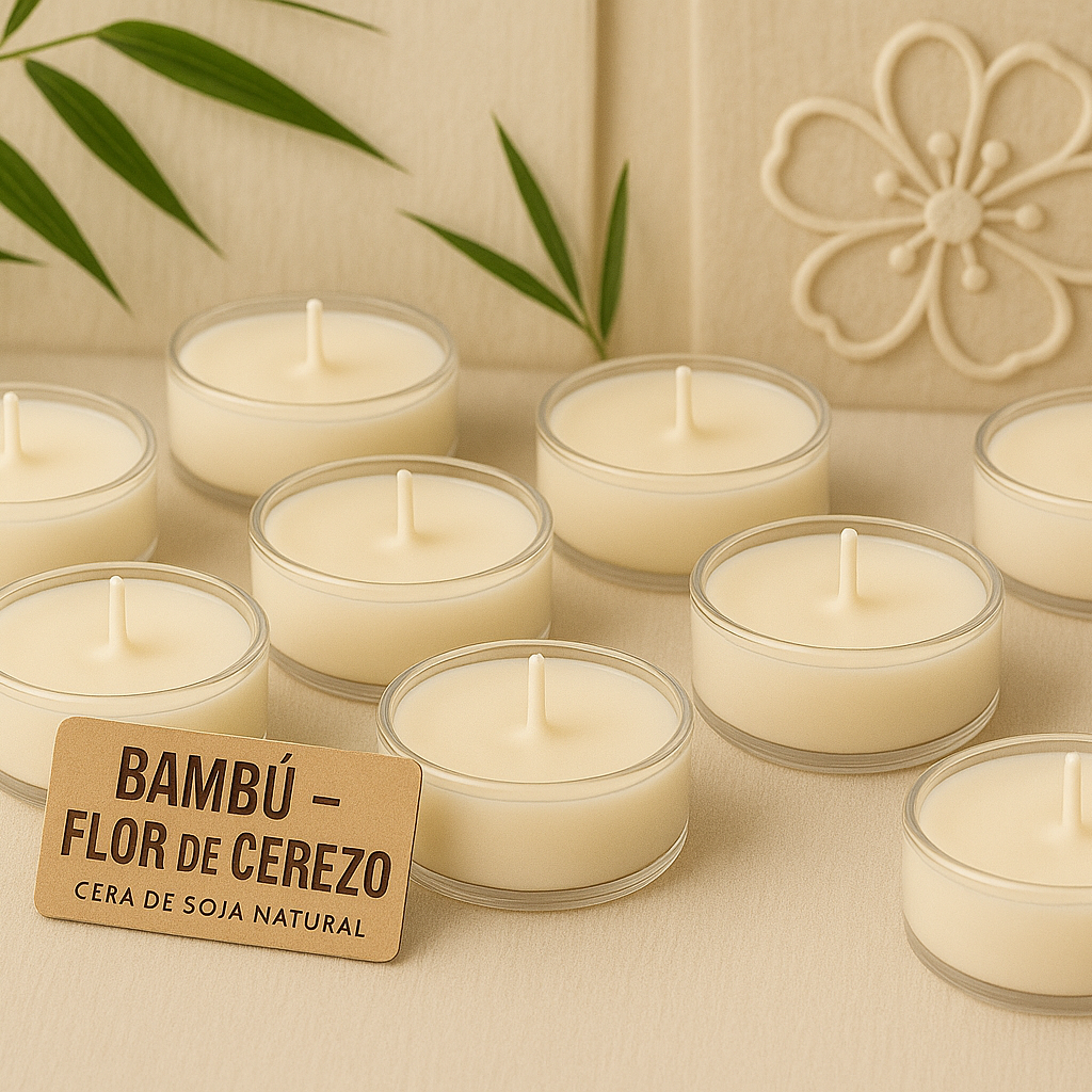 Velas de Té Bambú & Flor de cerezo - Cera de Soja Natural
