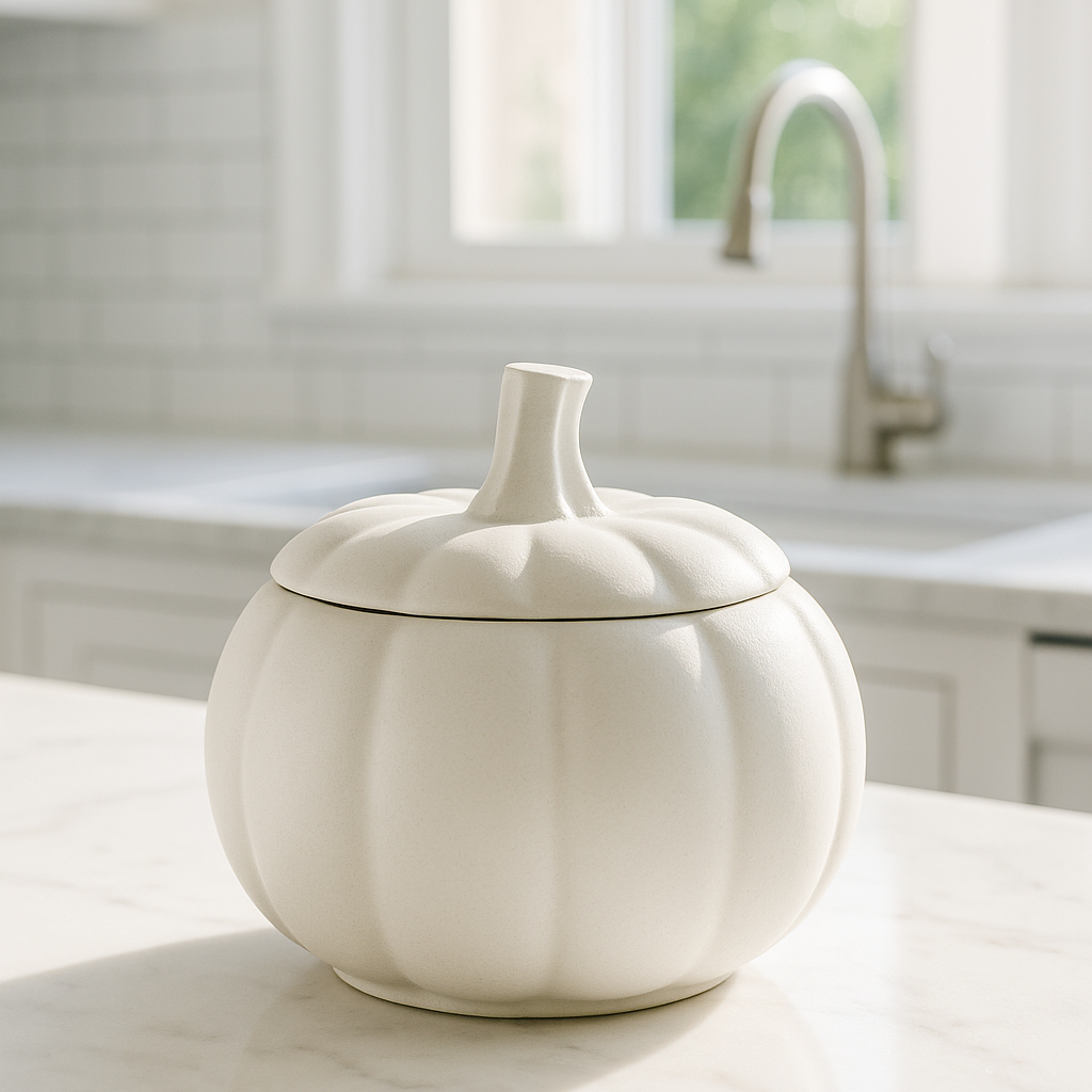 Recipiente Calabaza Decorativo Blanco - Grande