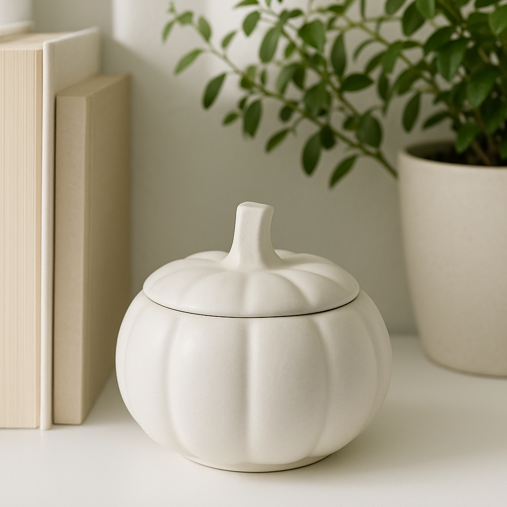 Recipiente Calabaza Decorativo Blanco - Pequeño
