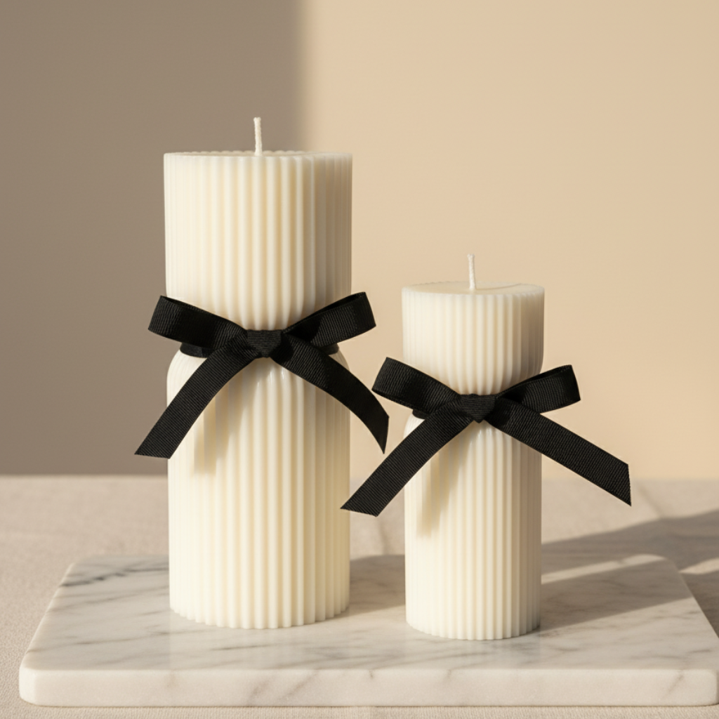 Vela Cilíndrica Acanalada Grande con Lazo Negro