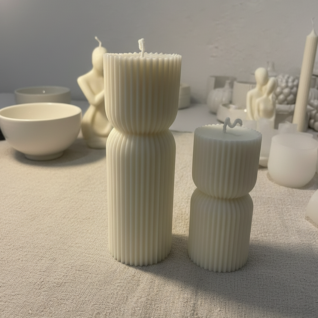 Vela Cilíndrica Acanalada Pequeña con Lazo Negro