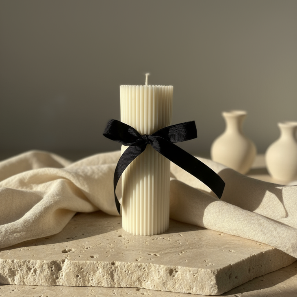 Vela Cilíndrica Acanalada Grande con Lazo Negro
