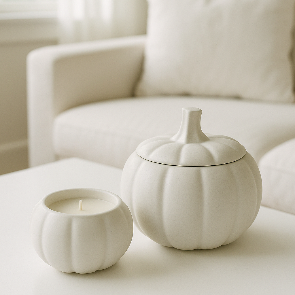 Pack Velas Aromáticas Calabaza Blancas - Grande y Pequeña