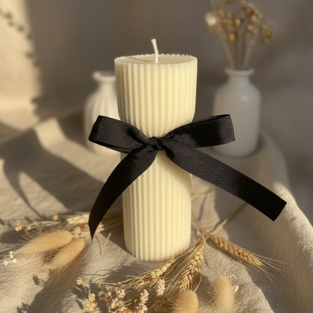 Vela Cilíndrica Acanalada Grande con Lazo Negro