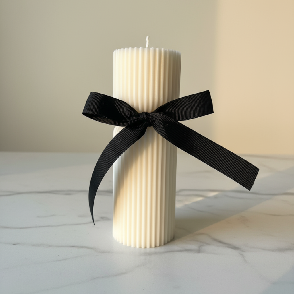 Vela Cilíndrica Acanalada Grande con Lazo Negro