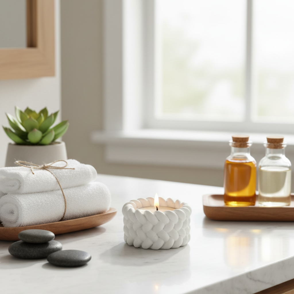 Portavelas Cuerda Trenzada - Artesanal