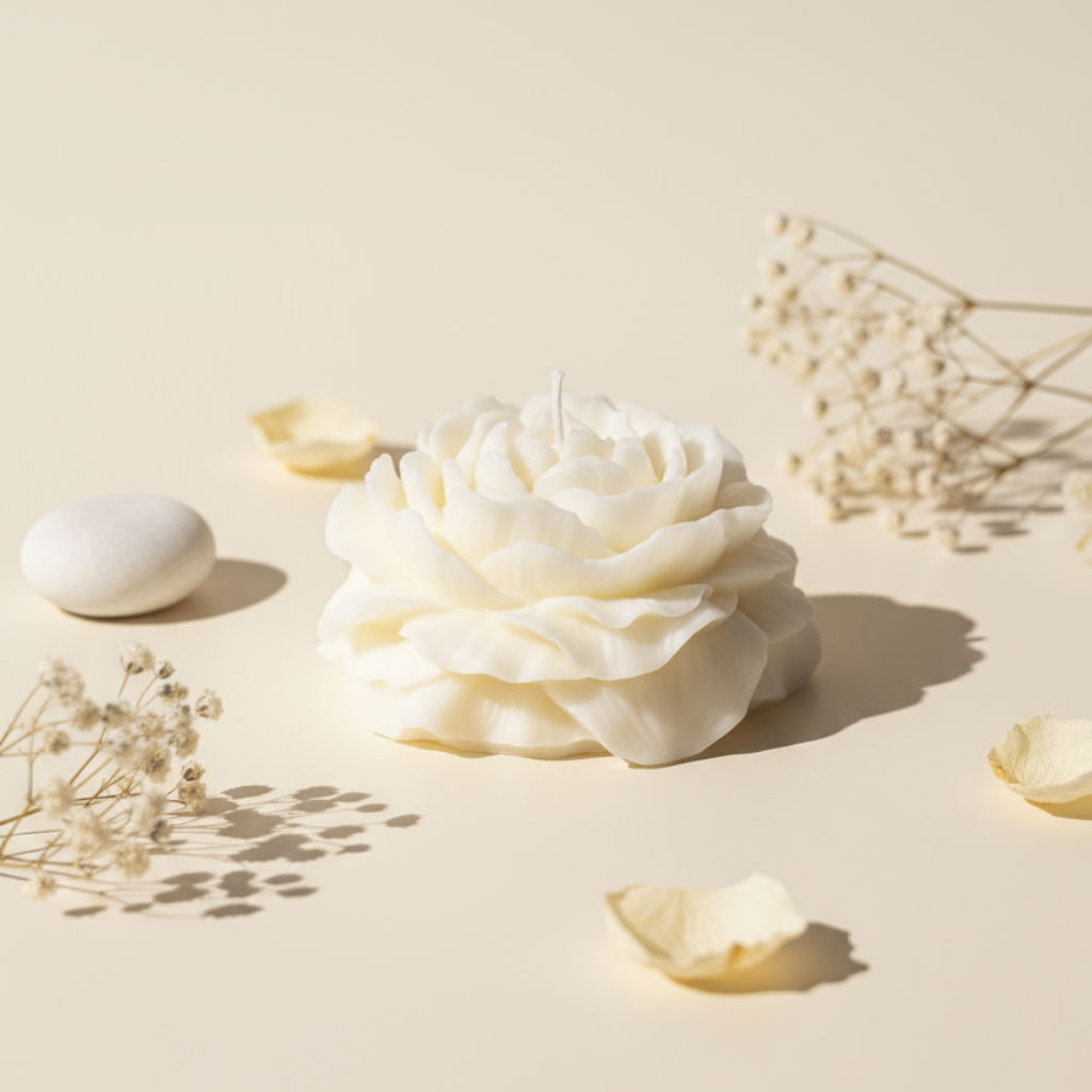 Vela Decorativa Rosa Blanca - Con Aroma