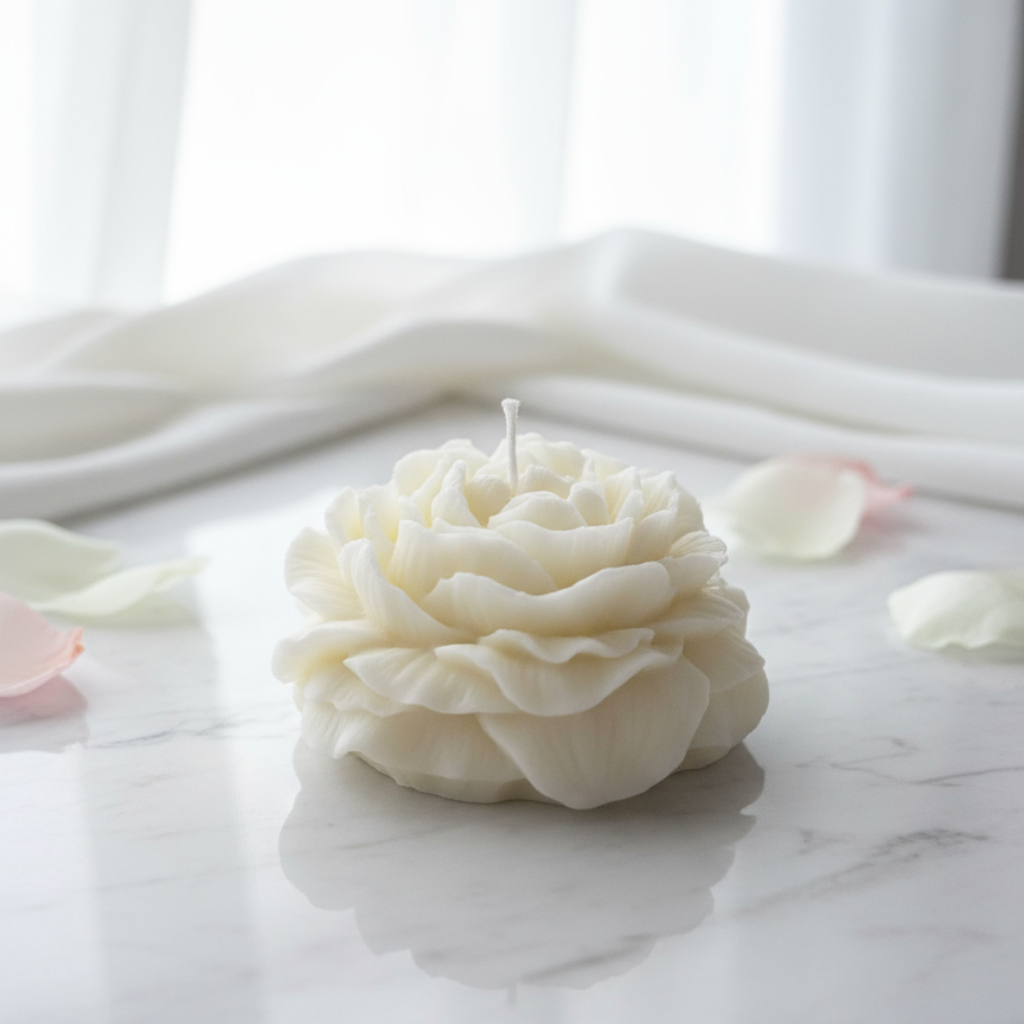 Vela Decorativa Rosa Blanca - Con Aroma