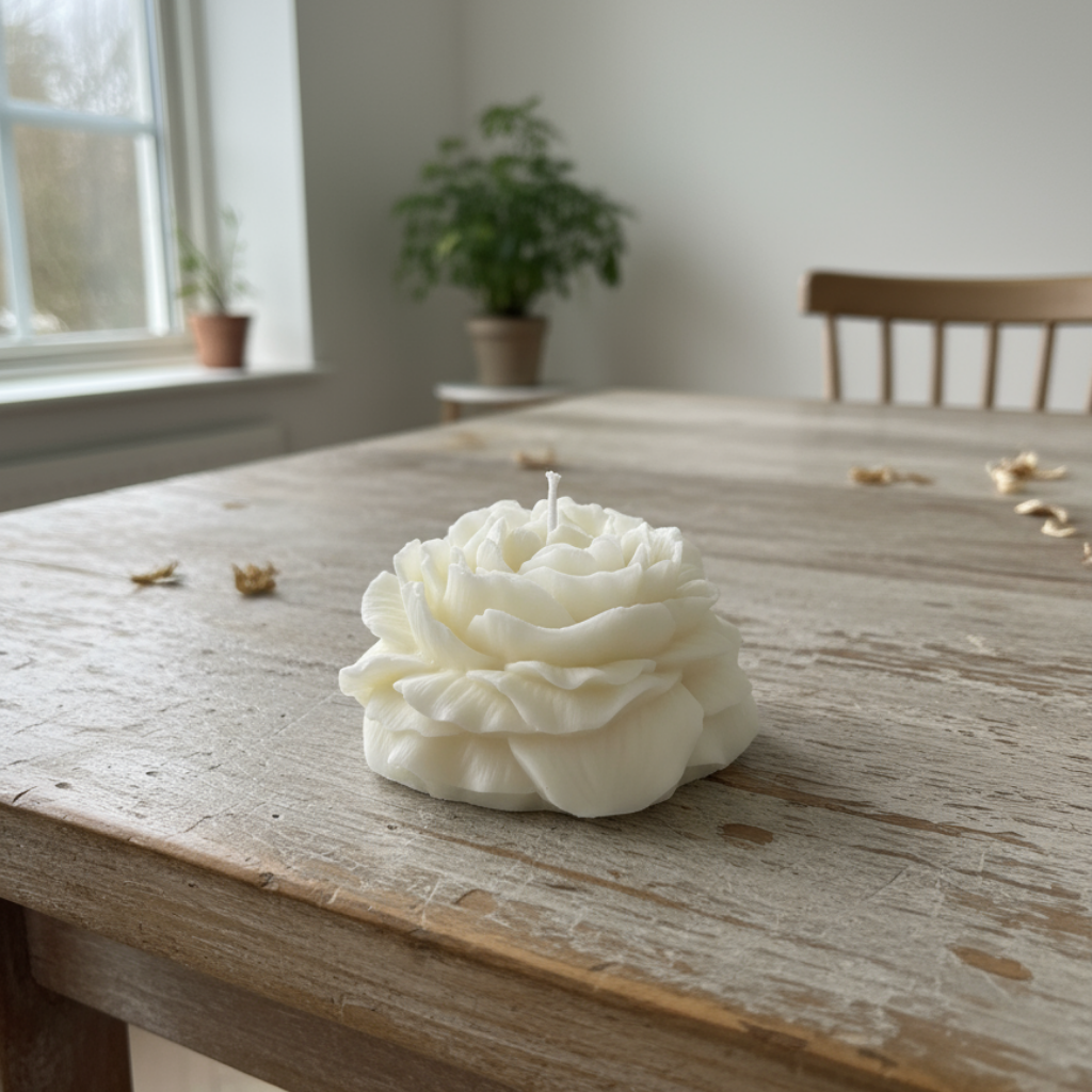 Vela Decorativa Rosa Blanca - Con Aroma