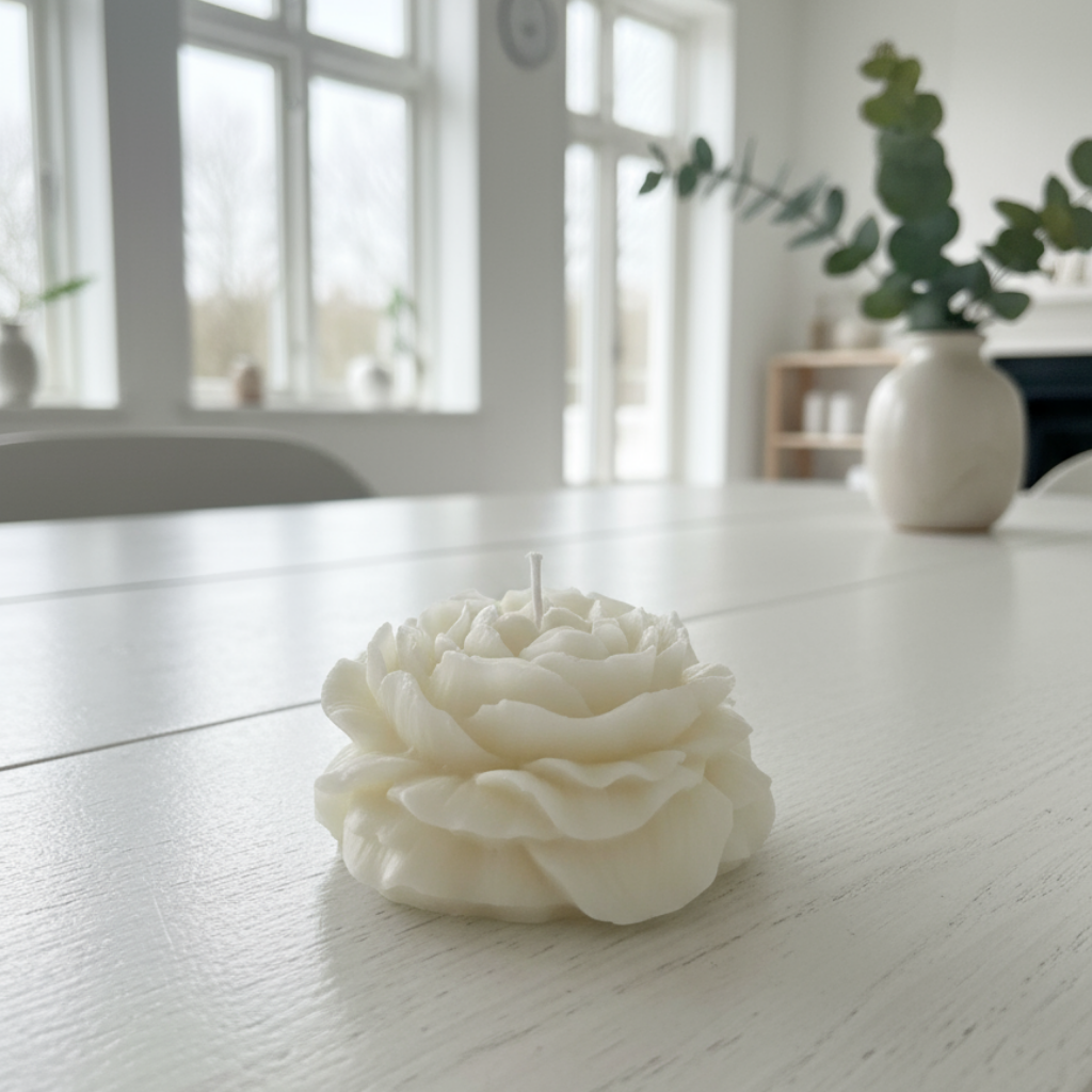 Vela Decorativa Rosa Blanca - Con Aroma