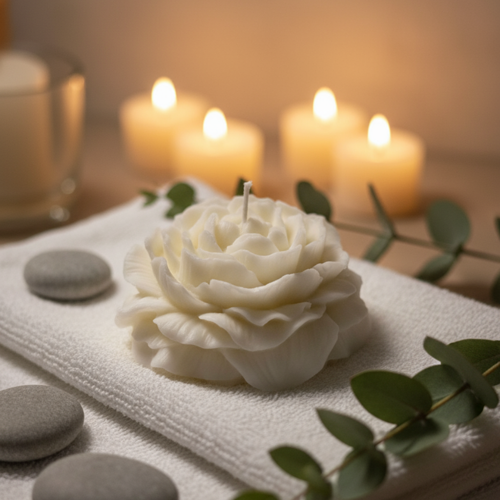 Vela Decorativa Rosa Blanca - Con Aroma