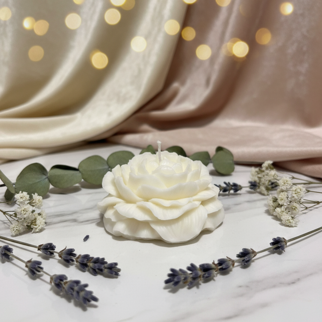 Vela Decorativa Rosa Blanca - Sin Aroma