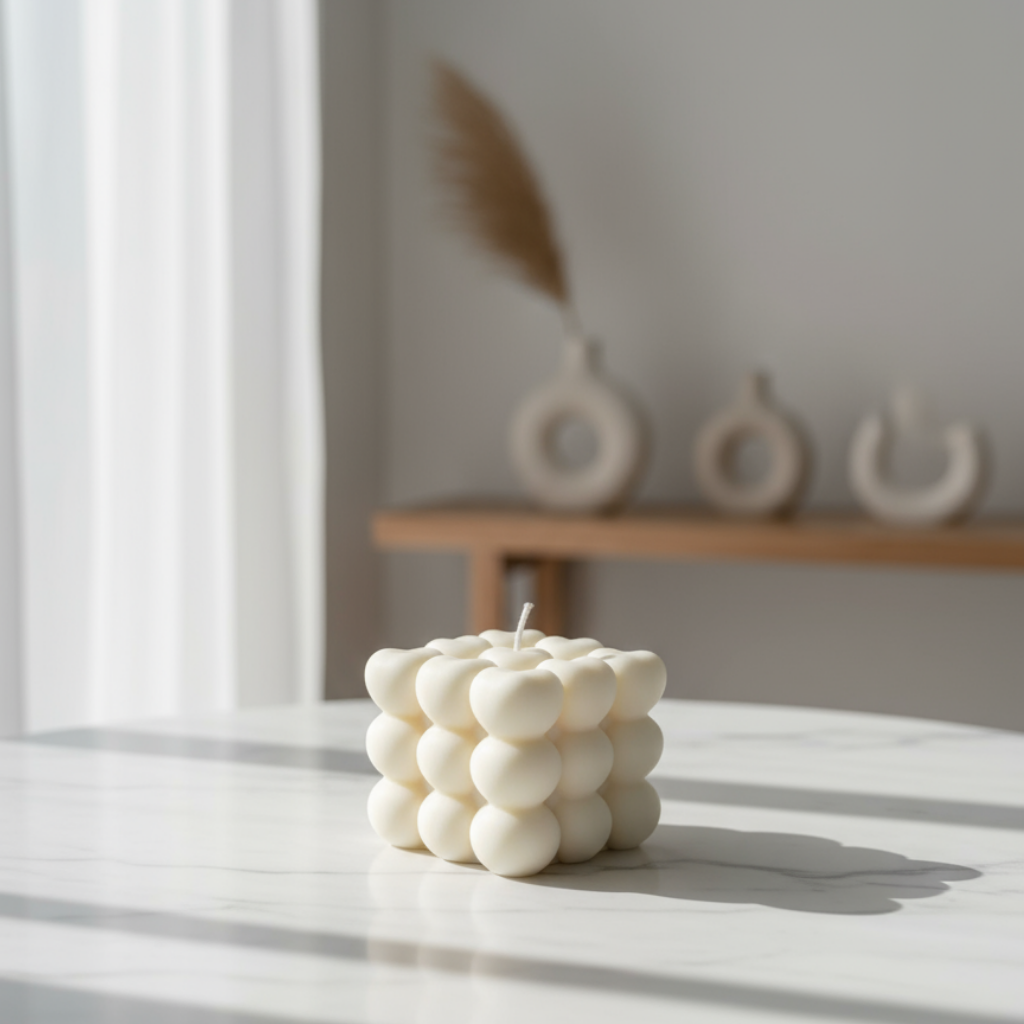 Vela Decorativa Cubo de Corazones - Sin Aroma