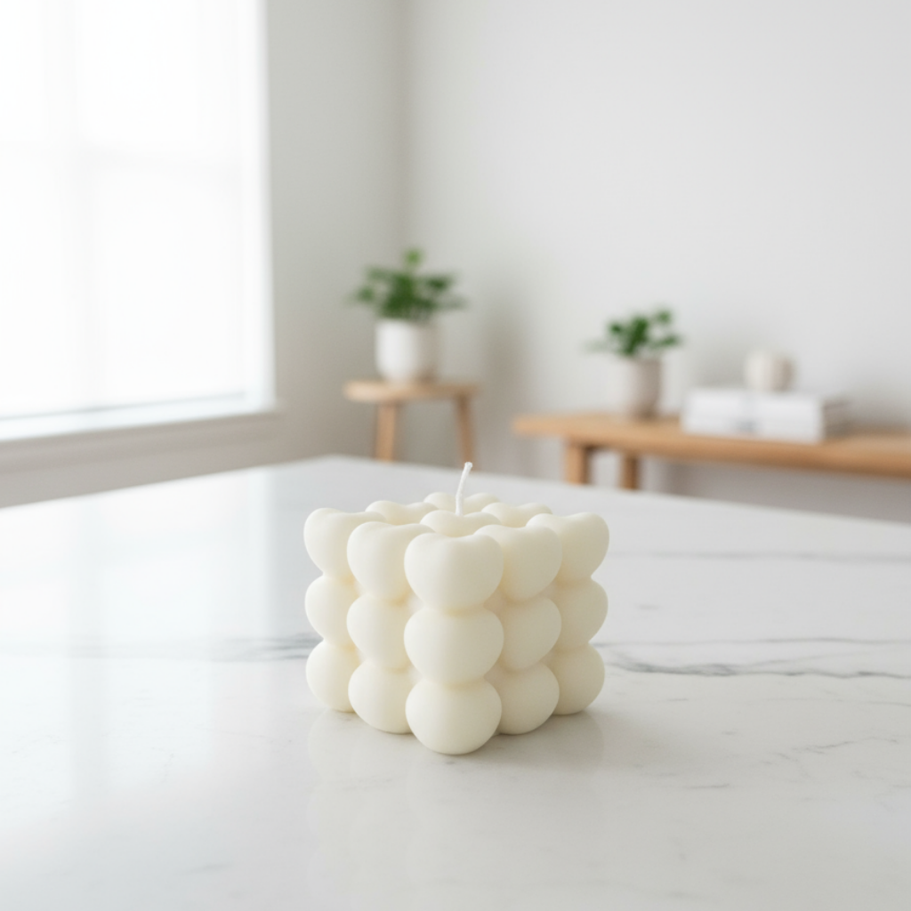 Vela Decorativa Cubo de Corazones - Sin Aroma