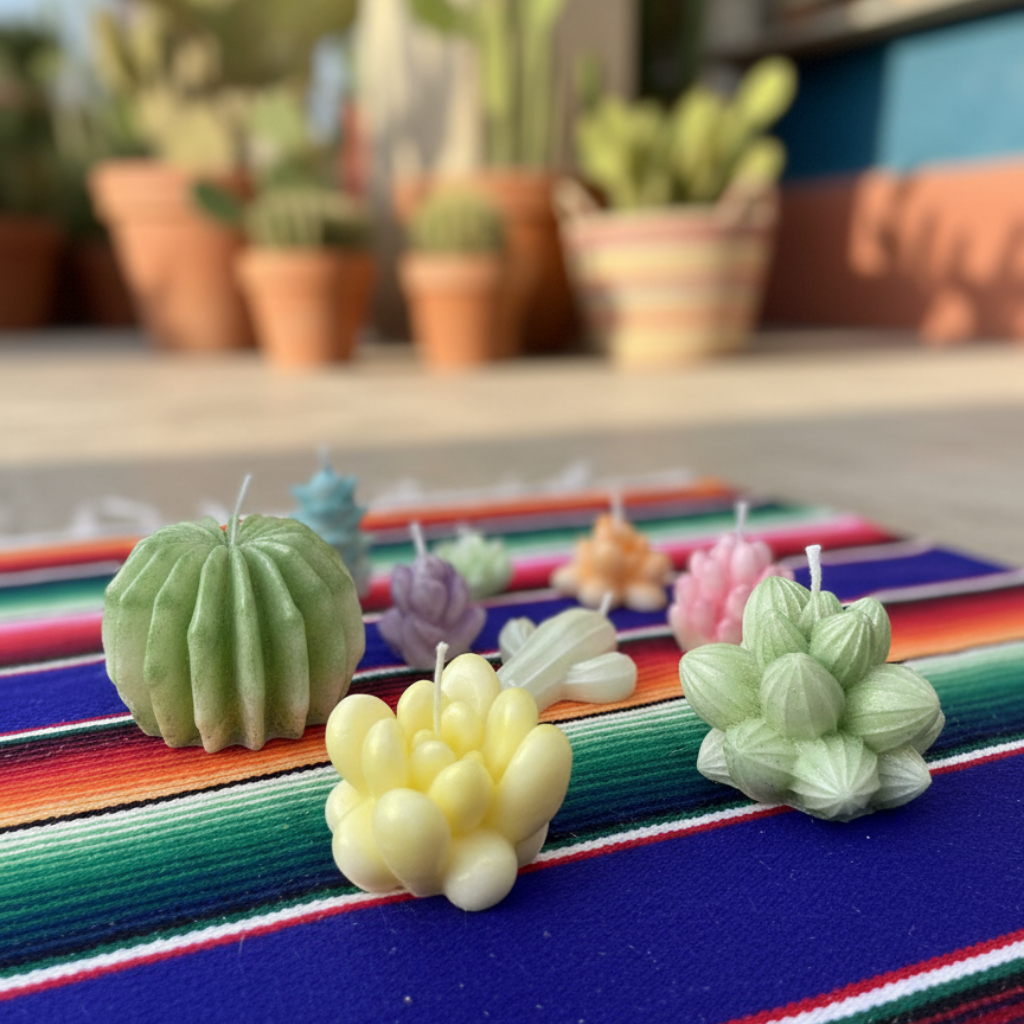 Set de Velas Decorativas Suculentas y Cactus - Colores Pastel