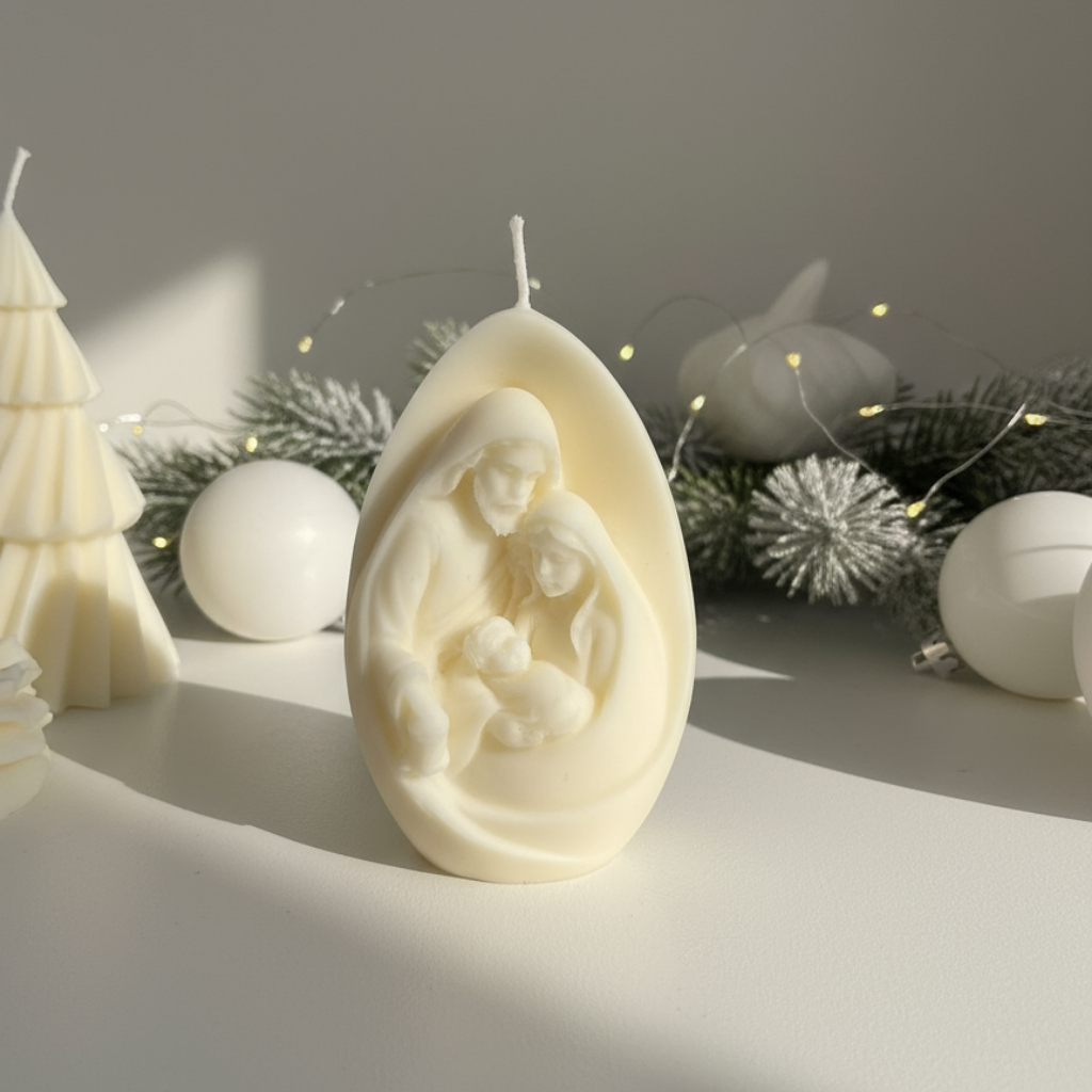 Vela Decorativa Sagrada Familia Huevo - Belén Navideño