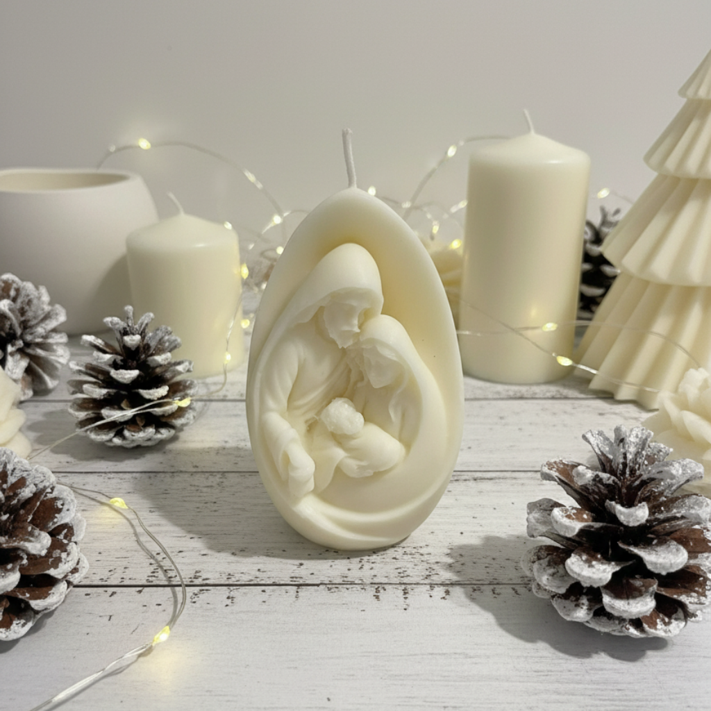 Vela Decorativa Sagrada Familia Huevo - Belén Navideño