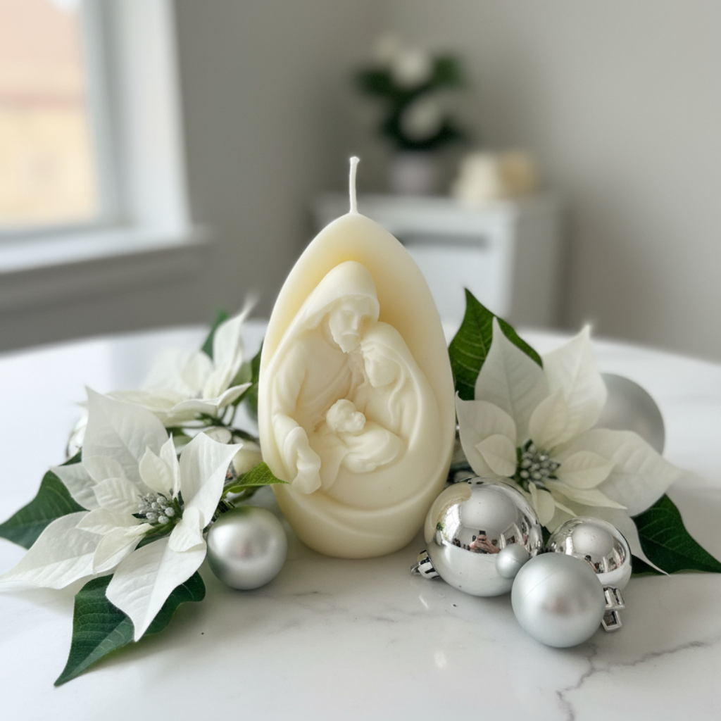 Vela Decorativa Sagrada Familia Huevo - Belén Navideño