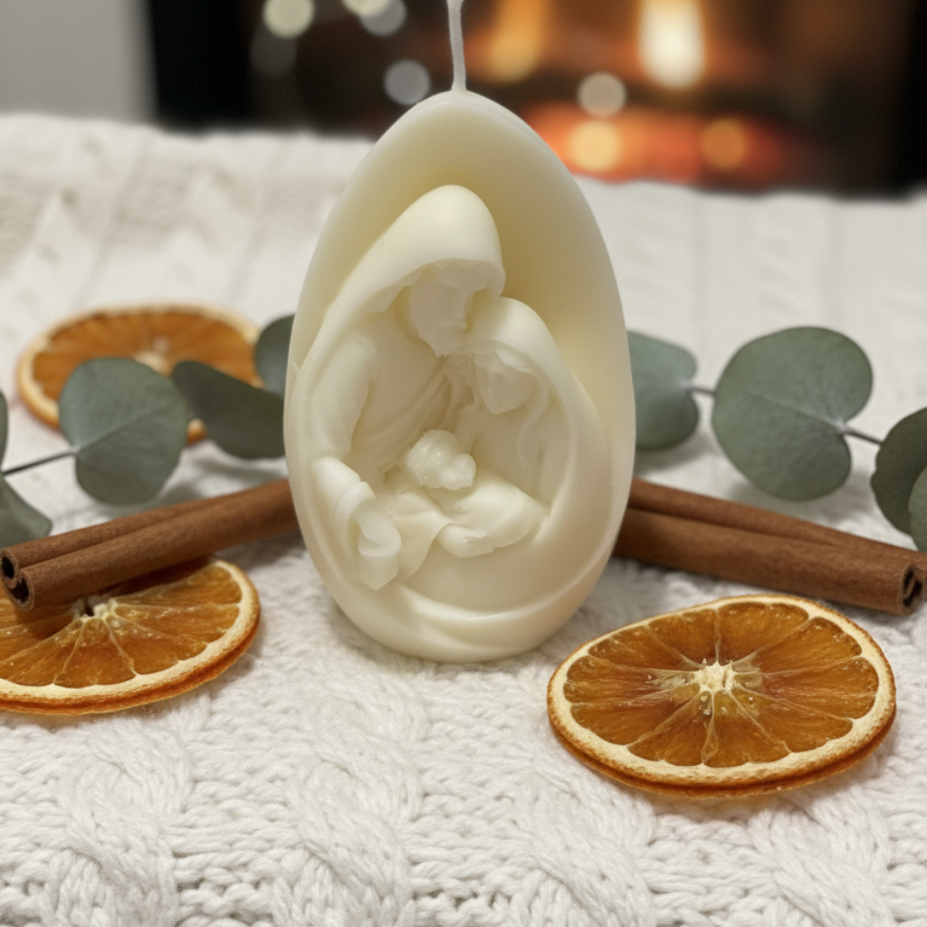 Vela Decorativa Sagrada Familia Huevo - Belén Navideño