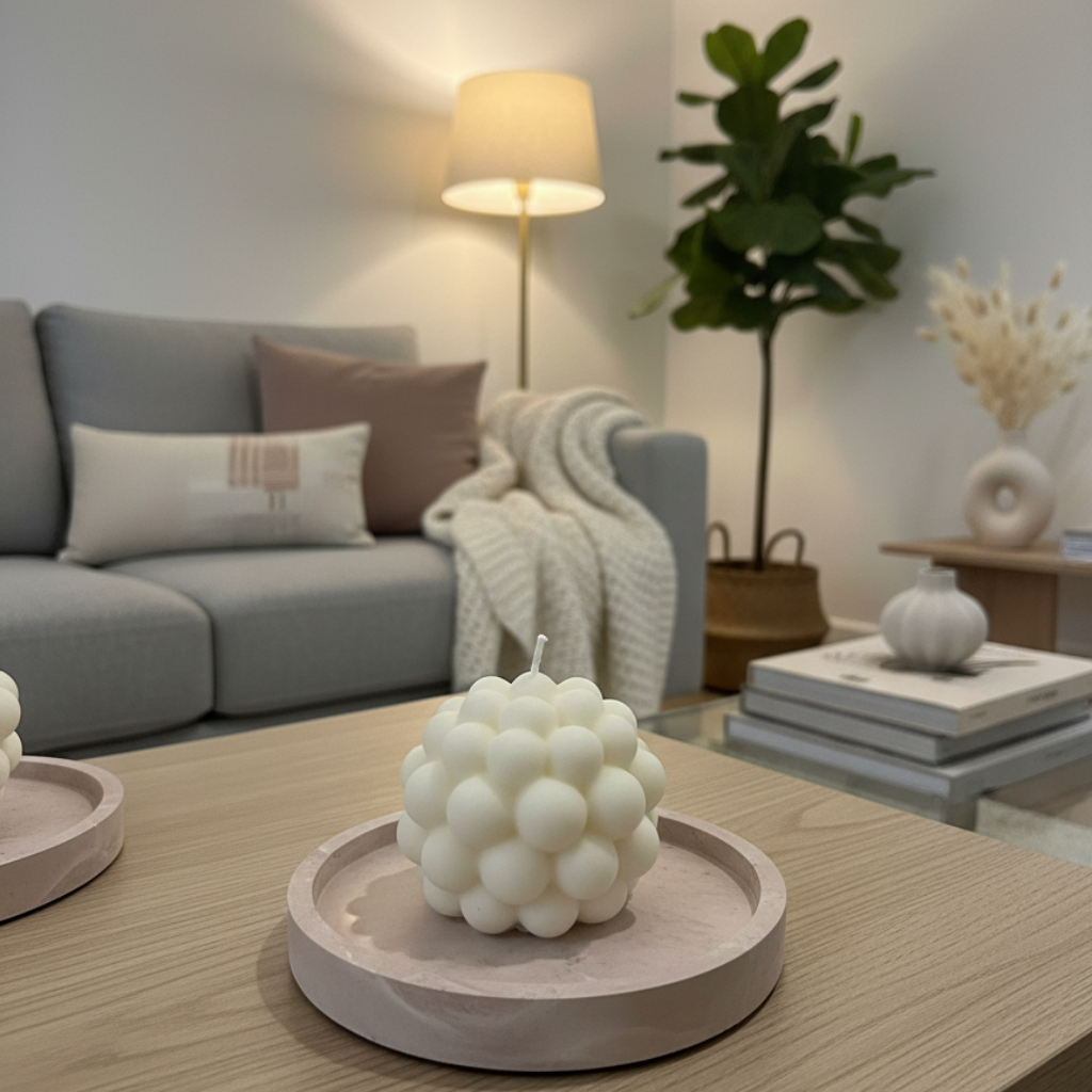 Vela Decorativa Esfera Bubble - Sin Aroma