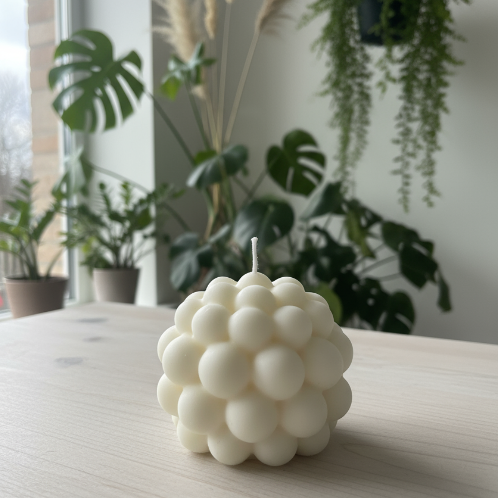 Vela Decorativa Esfera Bubble - Sin Aroma