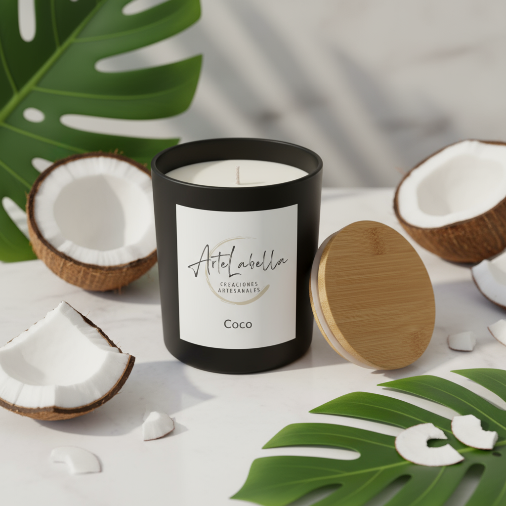 Vela Aromática en Vaso Negro con Tapa de Bambú - 200ml