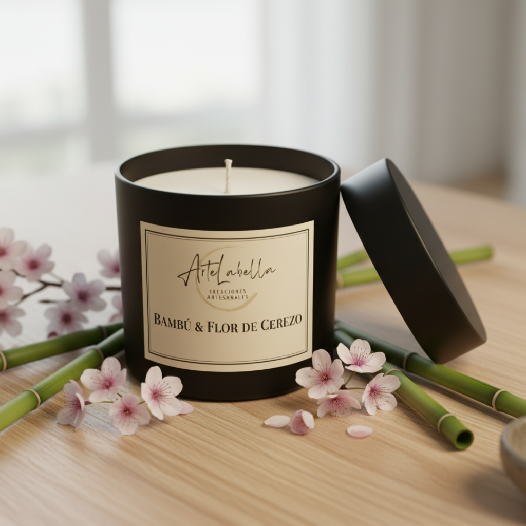 Vela Aromática de Cera de Soja Natural - Bote Negro