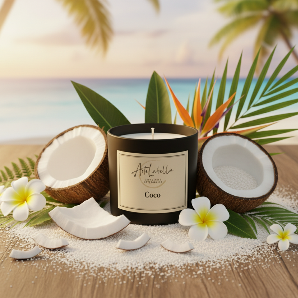 Vela Aromática de Cera de Soja Natural - Bote Negro