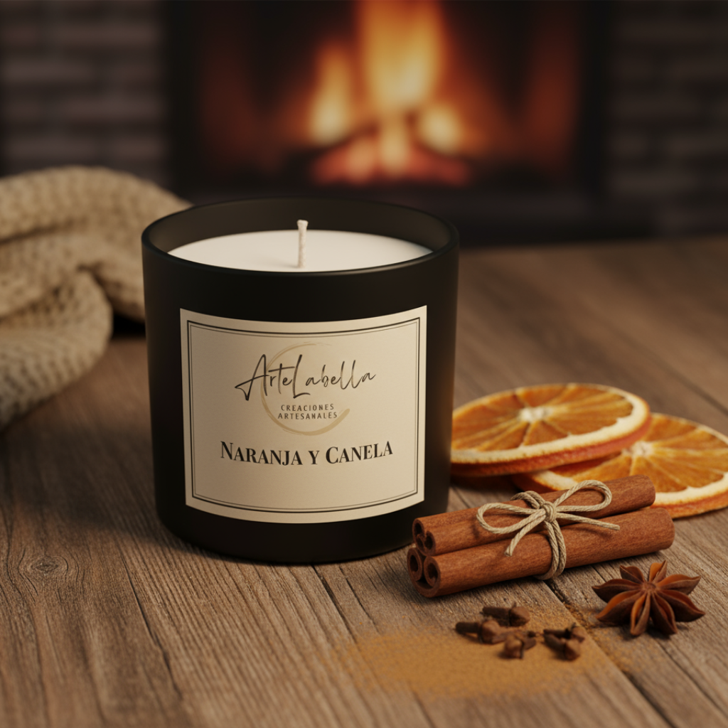 Vela Aromática de Cera de Soja Natural - Bote Negro