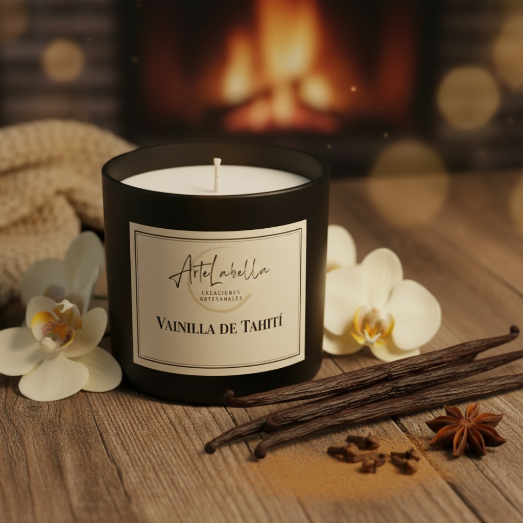 Vela Aromática de Cera de Soja Natural - Bote Negro