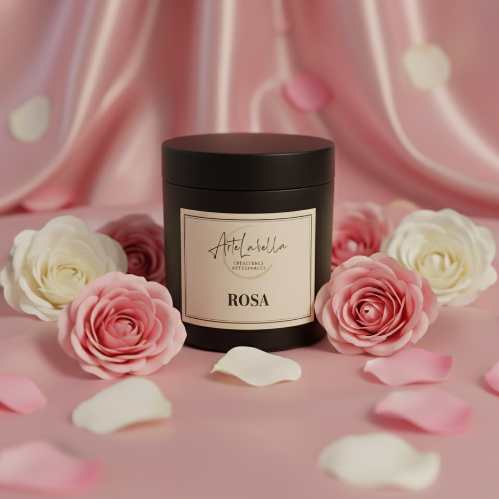 Vela Aromática de Cera de Soja Natural - Bote Negro