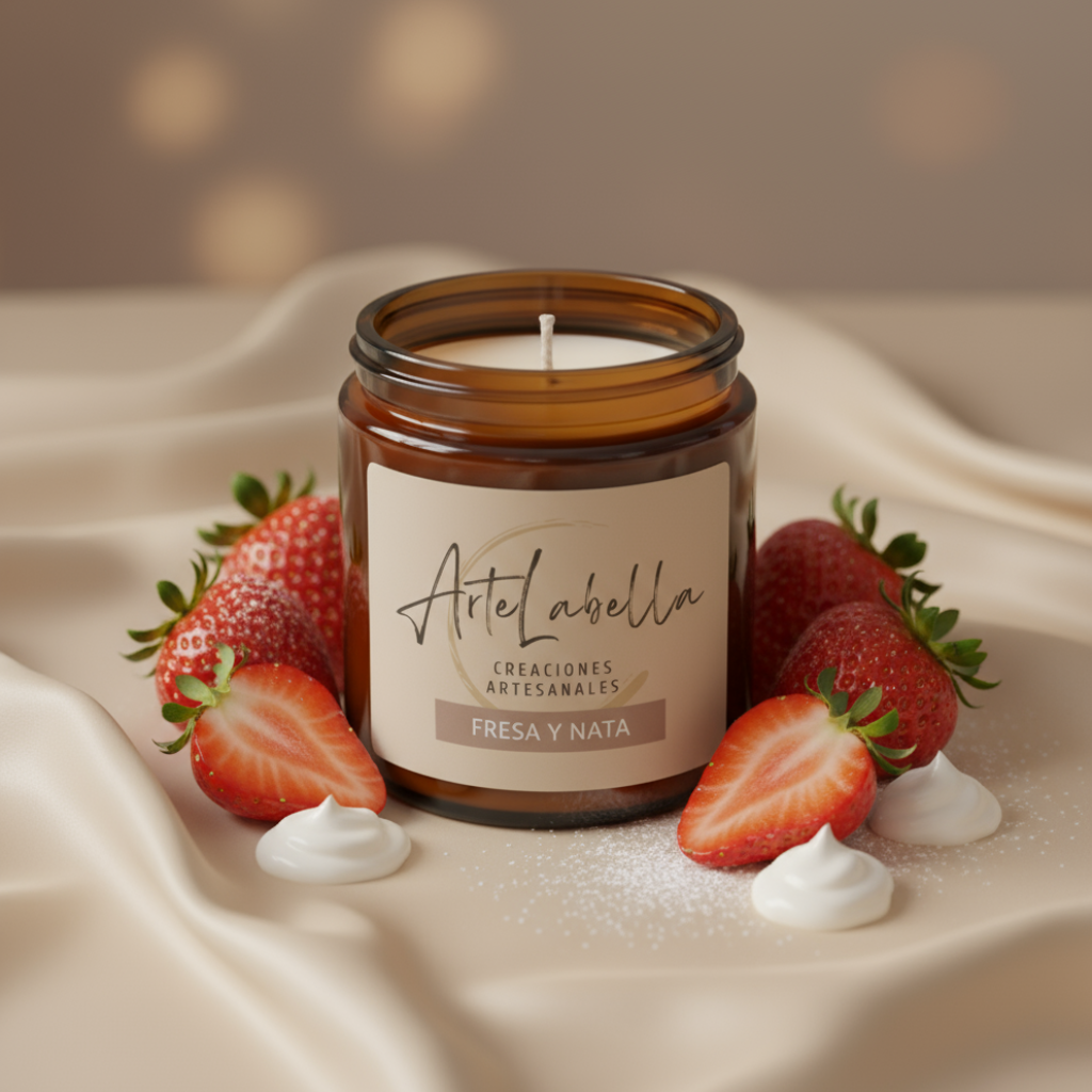 Vela Aromática de Cera de Soja Natural / Vidrio ámbar