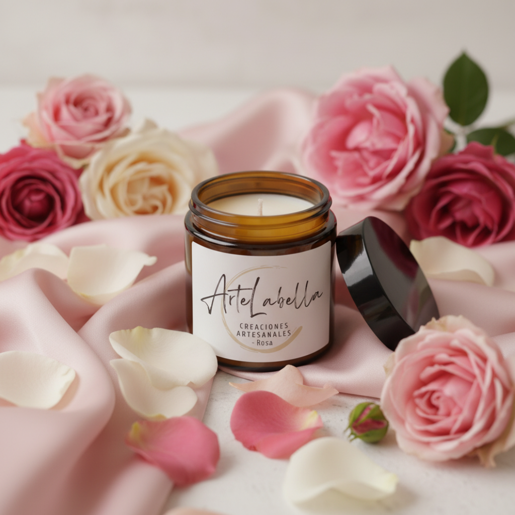 Vela Aromática de Cera de Soja Natural / Vidrio ámbar