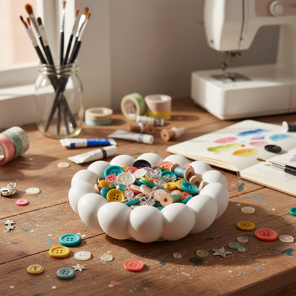 Cuenco Flor Pétalos Decorativo Blanco