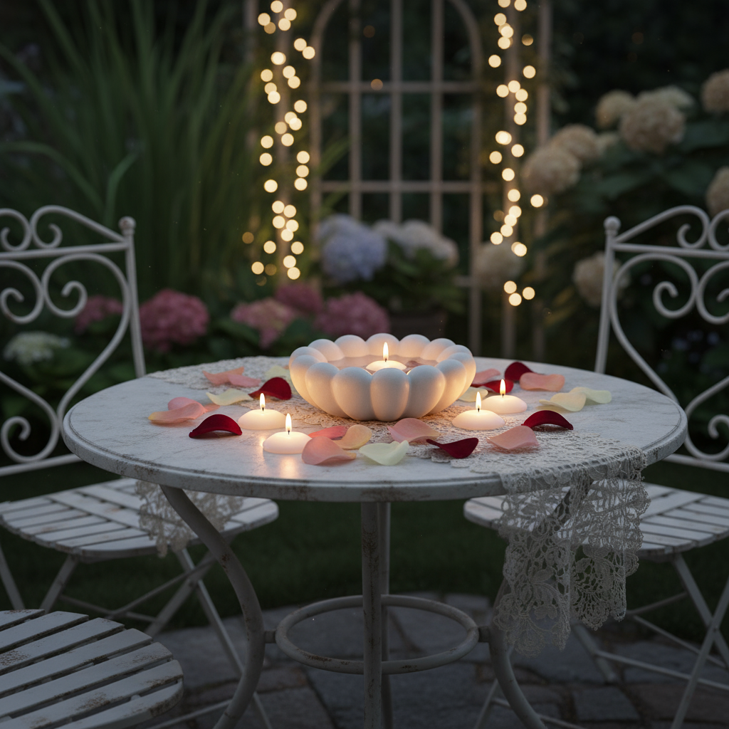 Cuenco Flor Pétalos Decorativo Blanco