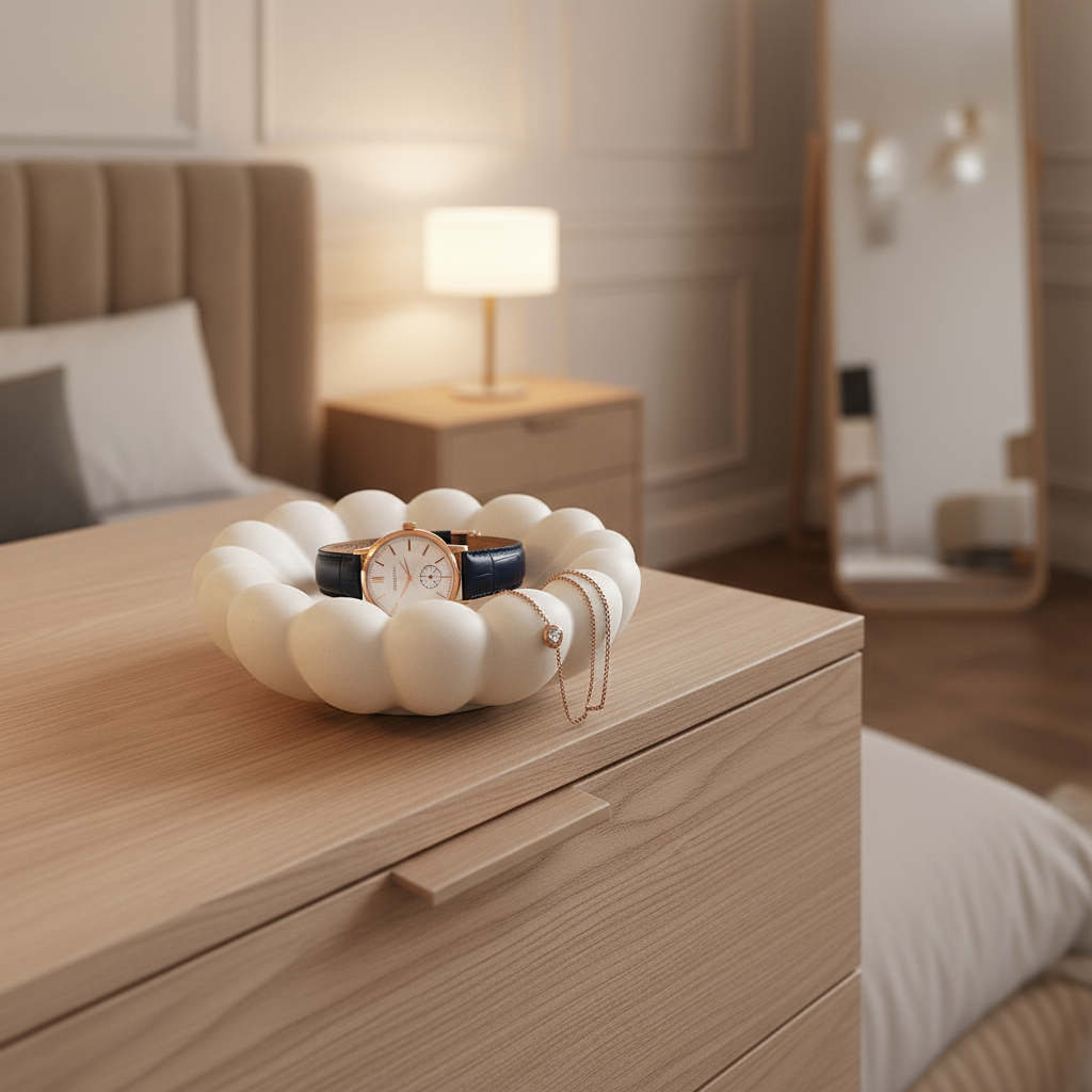 Cuenco Flor Pétalos Decorativo Blanco