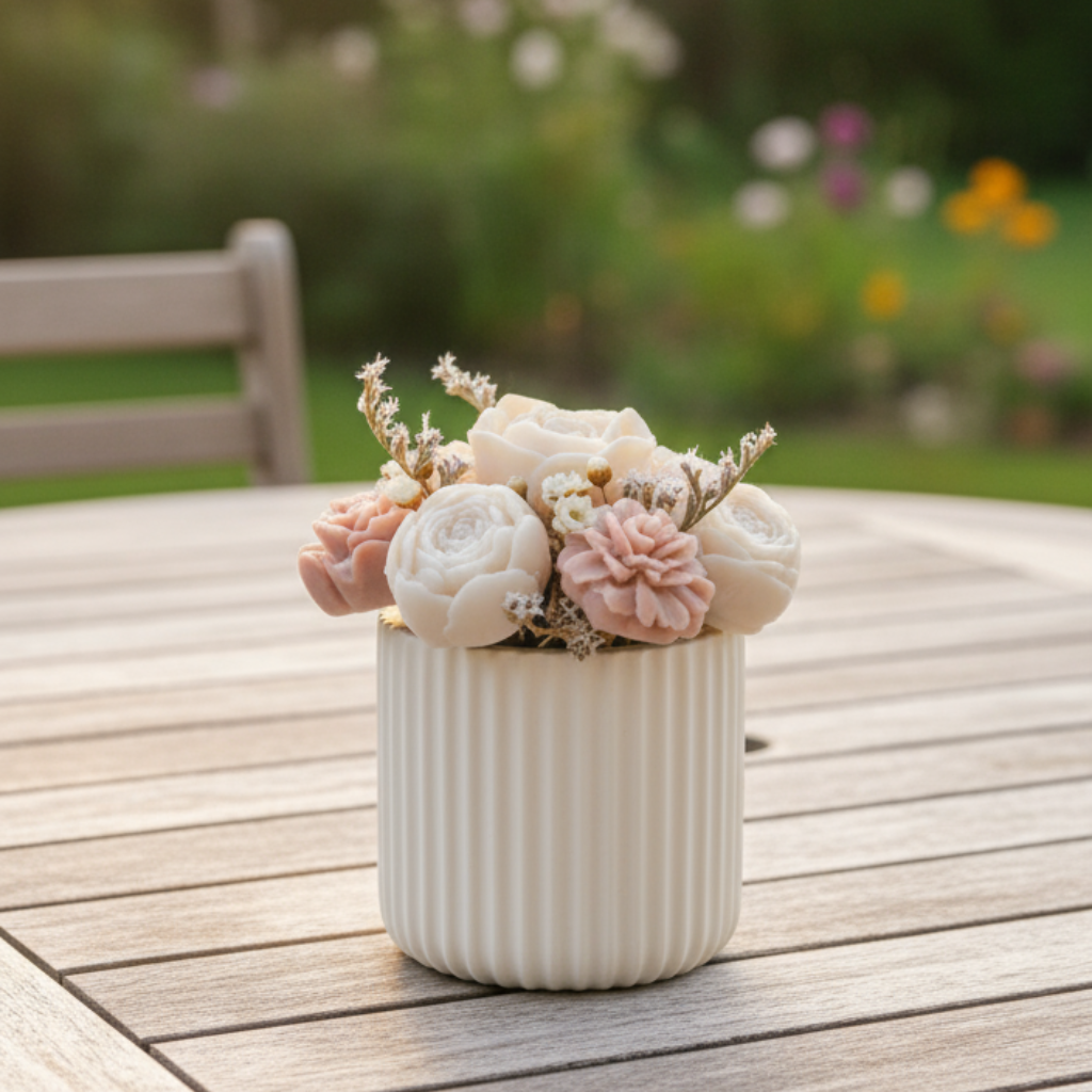 Bouquet Alma - Arreglo Floral de Cera en Jarrón Artesanal