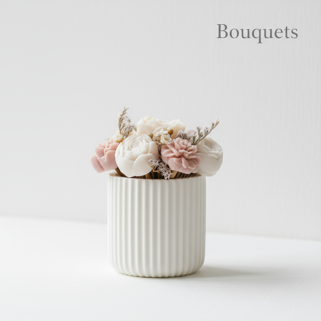 Bouquet Alma - Arreglo Floral de Cera en Jarrón Artesanal