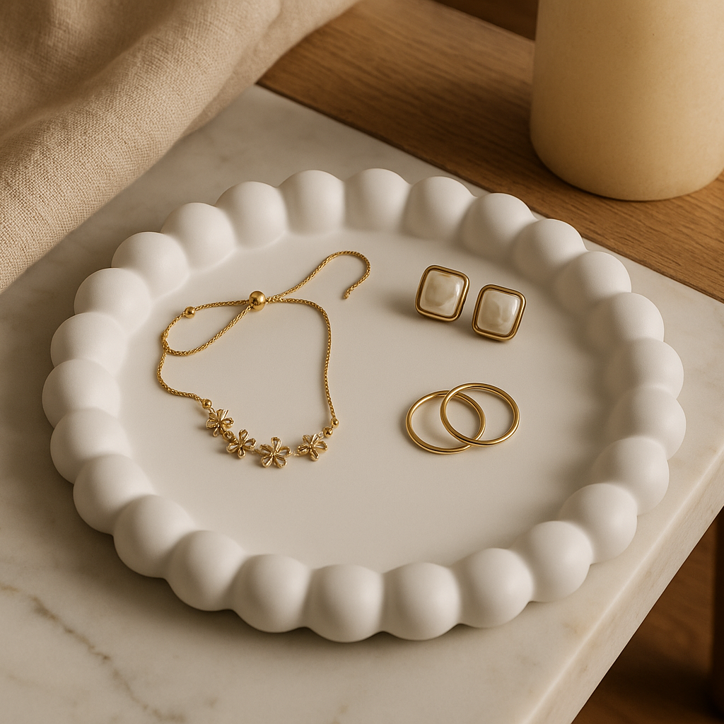 Bandeja Organizadora Blanca Burbuja - Joyero Decorativo