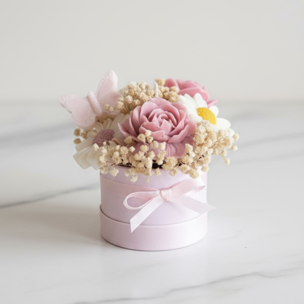 Bouquet Mariposa - 5 Flores de Cera con Mariposa