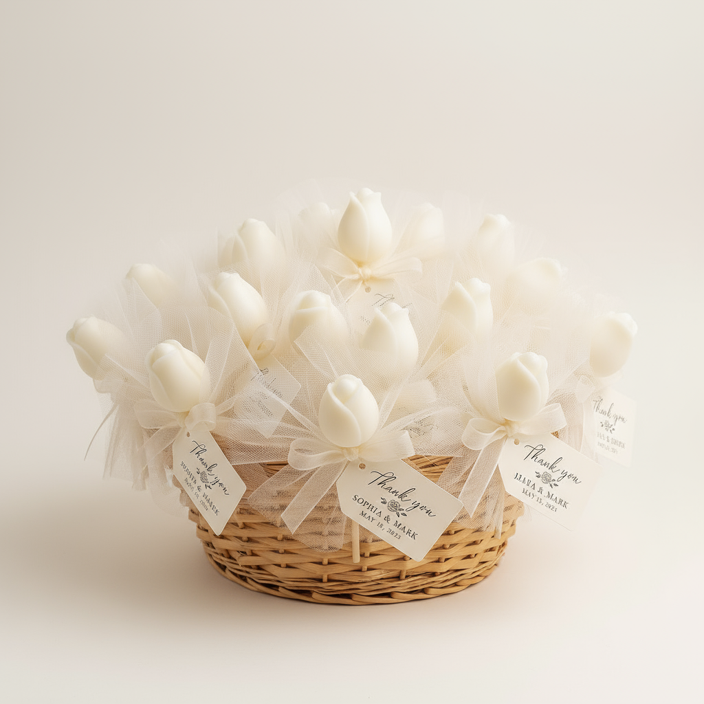 Regalo de Boda - Capullo de Rosa de Cera Blanco